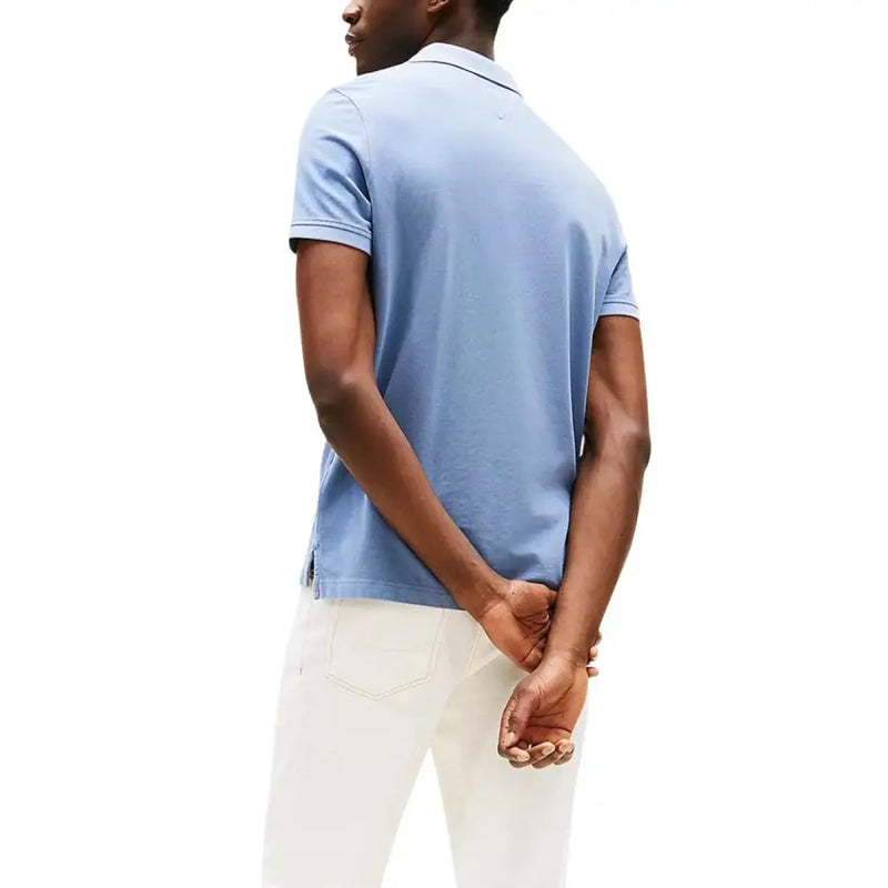Tommy Hilfiger Polo homme en coton bleu clair, col classique et manches courtes