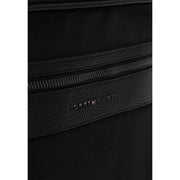 Sac à dos Tommy Hilfiger Repreve pour homme, noir, avec finitions en cuir texturé et poches zippées, largeur 15 cm.
