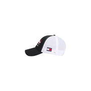 maille noire et blanche Tommy Hilfiger Casquette trucker homme avec logo rouge, blanc et bleu sur coton biologique