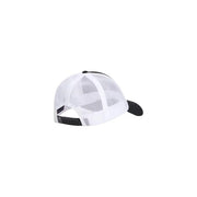 Tommy Hilfiger Casquette trucker noire pour homme avec inscription, panneaux avant blancs unis, en coton biologique et dos en mesh avec sangle réglable.