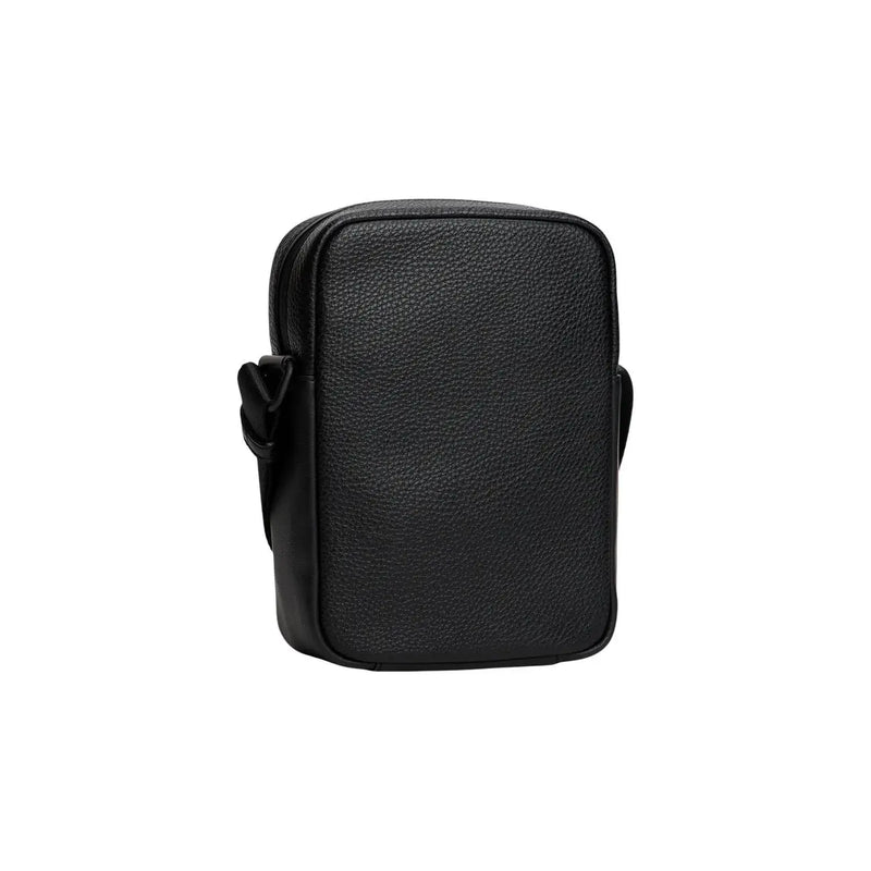 Sac bandoulière en cuir noir texturé au design minimaliste et élégant, sac à bandoulière Tommy Hilfiger pour homme en polyuréthane