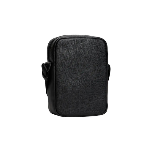 Sac bandoulière en cuir noir texturé au design minimaliste et élégant, sac à bandoulière Tommy Hilfiger pour homme en polyuréthane