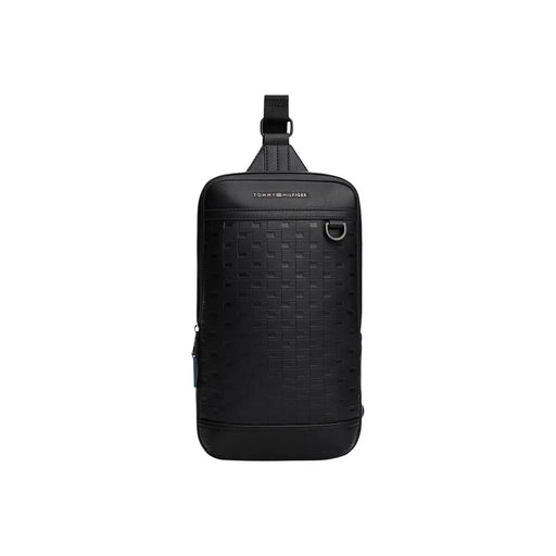 Sac bandoulière Tommy Hilfiger pour homme, noir, en polyuréthane à texture tissée et design élégant, 24 x 33 x 9 cm