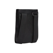 Tommy Hilfiger Sac bandoulière homme en cuir texturé noir avec poche zippée et bandoulière réglable 21 x 25 x 5 cm