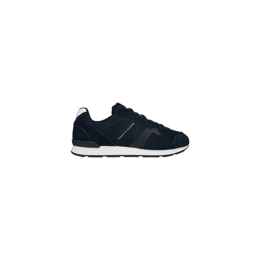 Tommy Hilfiger men sneakers blue polyester featuring navy blue suede and mesh with white sole and black stripe