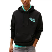 Tommy Hilfiger Sweat-shirt à capuche noir en coton biologique pour homme, doublure intérieure turquoise et logo assorti sur la poitrine.