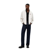 Tommy Hilfiger Sweat-shirt homme blanc à capuche, fermeture éclair, doublure en peau lainée blanche et logo sur la poitrine gauche