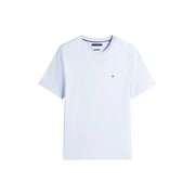 T-shirt blanc Tommy Hilfiger à manches courtes t-shirt avec un logo discret sur la poitrine gauche, en coton biologique bleu clair, coupe classique
