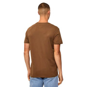 Tommy Hilfiger T-shirt homme slim camel en coton bio marron, col rond simple et manches courtes