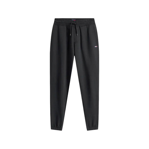 Tommy Hilfiger Pantalon de jogging slim en molleton de coton noir pour homme, avec taille élastiquée à cordon, chevilles élastiques et écusson logo sur la cuisse