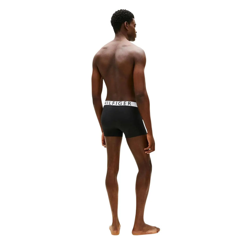 Black tommy hilfiger men trunks cooling tech nylon boxer briefs with white logo waistband