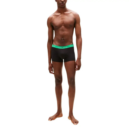 Tommy Hilfiger Boxers noirs pour hommes avec ceinture à logo vert vif pour un confort quotidien