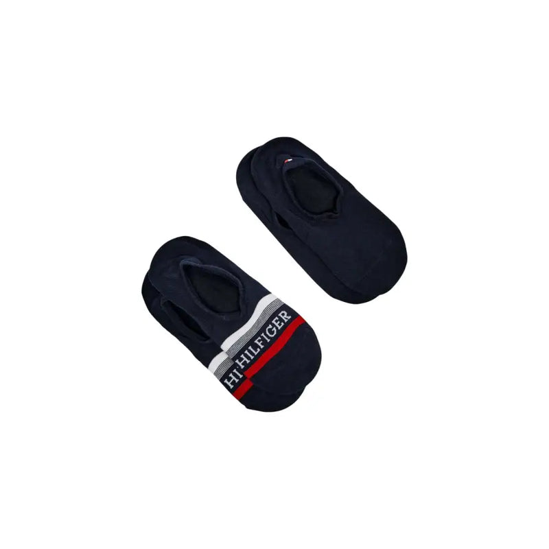 bleu marine Tommy Hilfiger Chaussettes invisibles pour hommes avec une bande rayée blanche et rouge et le logo de la marque