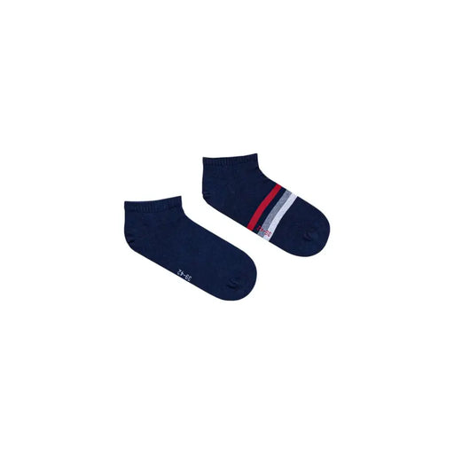 bleu marine Tommy Hilfiger Chaussettes pour hommes avec des rayures rouges et blanches sur les pieds, pour une tenue décontractée
