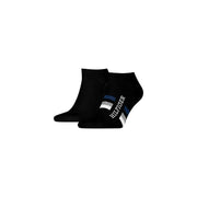 Chaussettes noires Tommy Hilfiger avec logo rayé blanc et bleu marine pour homme