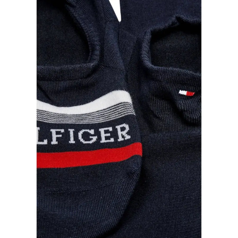 bleu marine Tommy Hilfiger Chaussettes pour hommes avec bande rayée blanche et rouge et logo en mélange de coton