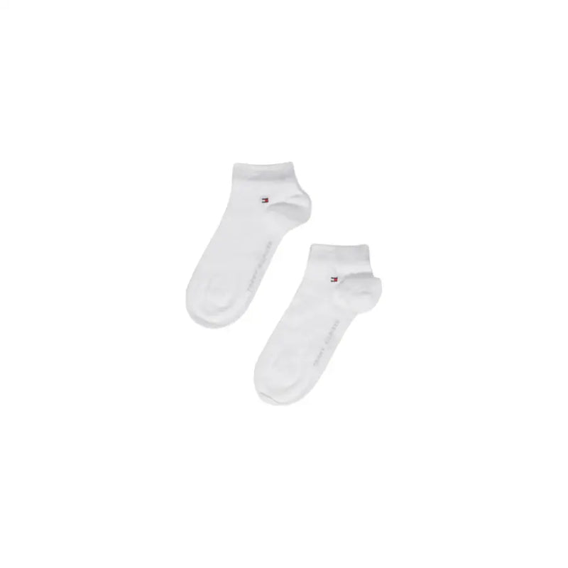 Chaussettes blanches à la cheville avec petits Tommy Hilfiger logo sur le côté de Tommy Hilfiger collection de sous-vêtements pour hommes