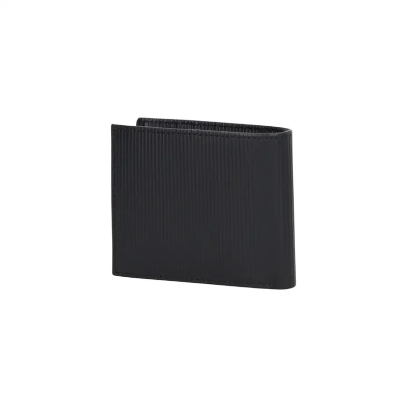 Tommy Hilfiger Portefeuille homme en cuir noir texturé avec rainures verticales et coutures précises pour un usage quotidien