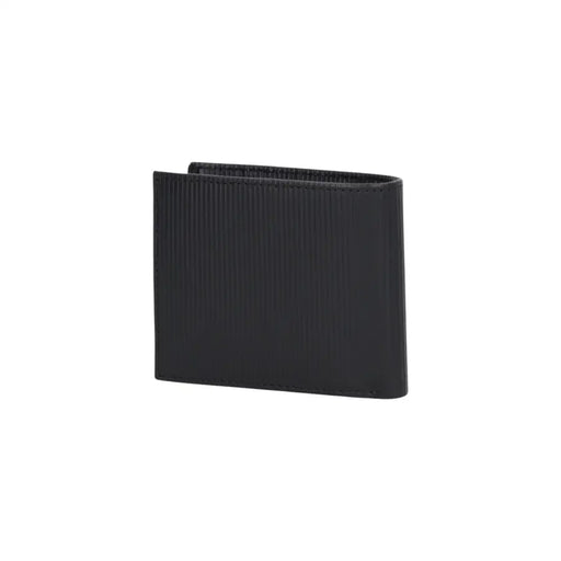 Tommy Hilfiger Portefeuille homme en cuir noir texturé avec rainures verticales et coutures précises pour un usage quotidien