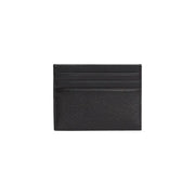 Tommy Hilfiger Portefeuille homme en cuir noir avec porte-cartes, surface texturée et bords cousus.