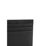 Tommy Hilfiger Portefeuille homme en cuir noir avec porte-cartes, bords cousus et plusieurs fentes horizontales