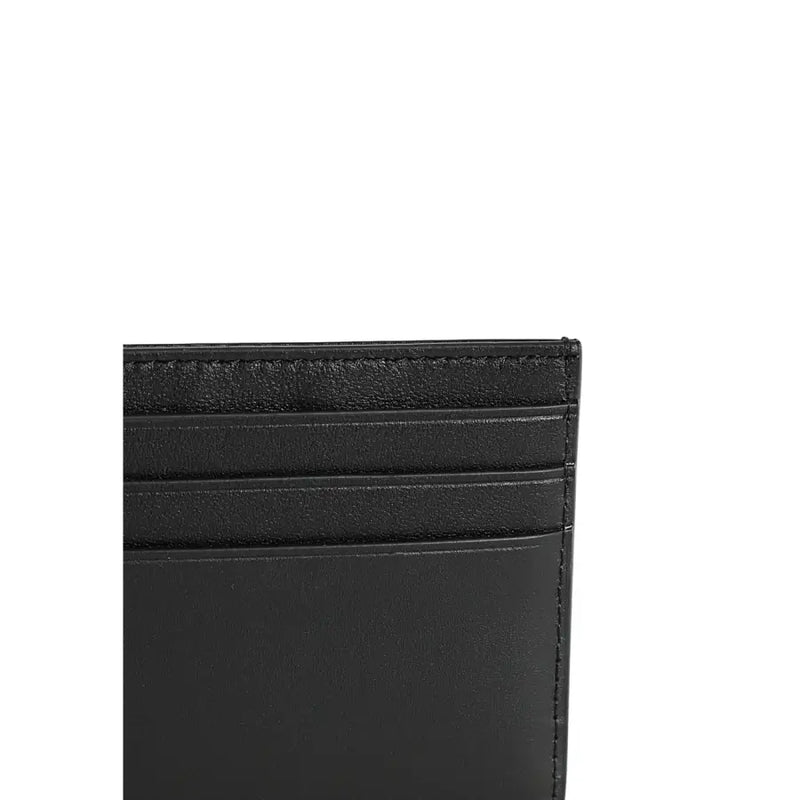 Tommy Hilfiger Portefeuille homme en cuir noir avec porte-cartes, bords cousus et plusieurs fentes horizontales