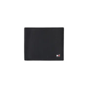 Tommy Hilfiger Portefeuille homme en cuir noir texturé avec petit Tommy Hilfiger logo du drapeau dans le coin inférieur droit