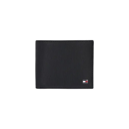 Tommy Hilfiger Portefeuille homme en cuir noir texturé avec petit Tommy Hilfiger logo du drapeau dans le coin inférieur droit