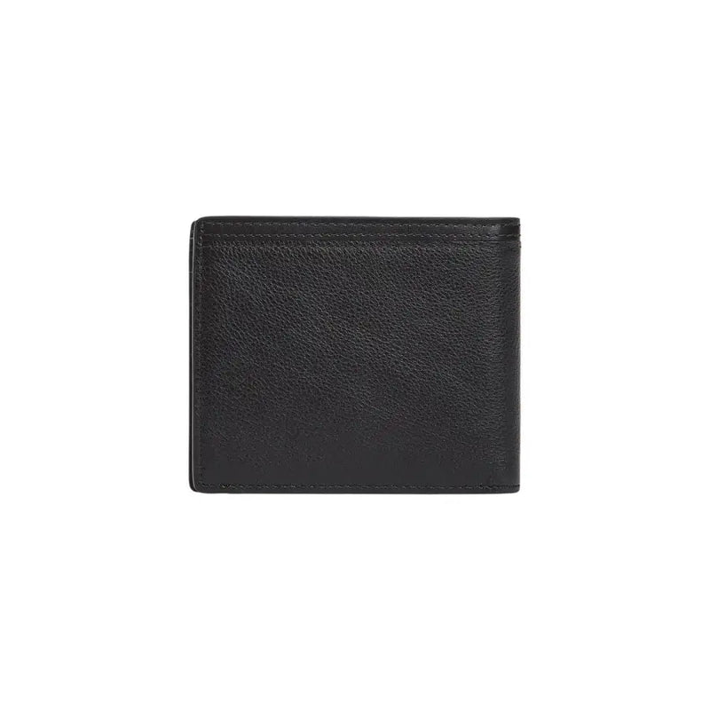 Tommy Hilfiger Portefeuille homme en cuir noir texturé avec des coutures précises sur les bords