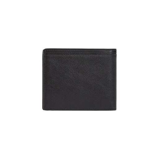 Tommy Hilfiger Portefeuille homme en cuir noir texturé avec des coutures précises sur les bords