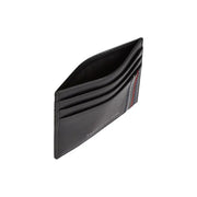Tommy Hilfiger Portefeuille homme en cuir noir avec porte-cartes et surpiqûres rouges et blanches sur le bord