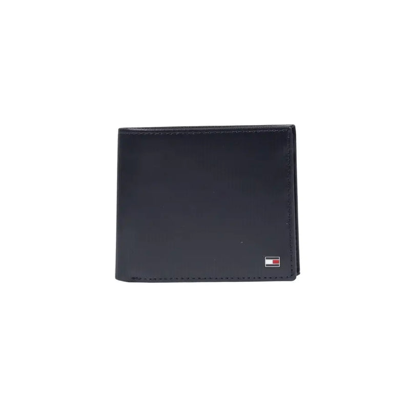 Portefeuille en cuir noir pour homme avec petit logo Tommy Hilfiger en bas à droite. Tommy Hilfiger