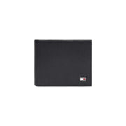 Portefeuille homme Tommy Hilfiger noir texturé avec un petit logo rectangulaire dans le coin inférieur droit (côté visible)