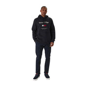 Tommy Hilfiger Sweat à capuche noir en coton pour homme, avec logo blanc et emblème drapeau sur la poitrine, idéal pour une tenue décontractée.