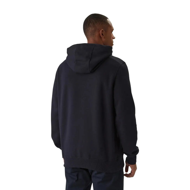 Tommy Hilfiger Sweat-shirt blanc en coton pour homme, avec capuche bleu marine foncé et poignets et ourlet côtelés.