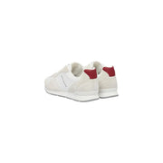 Tommy Hilfiger Baskets pour hommes blanches et rouges en polyester, à lacets et au design moderne et élégant