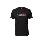 Tommy Hilfiger T-shirt homme en coton noir avec logo blanc et rouge bien visible sur la poitrine