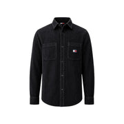 Tommy Hilfiger Chemise homme en velours côtelé noir en coton biologique, avec deux poches poitrine et écusson logo Tommy Jeans