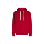 Tommy Hilfiger Sweat-shirt à capuche rouge en coton pour homme, avec cordons de serrage blancs et petit logo sur la poitrine