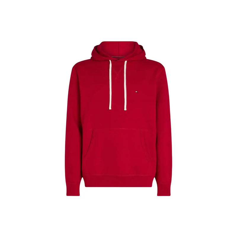 Tommy Hilfiger Sweat-shirt à capuche rouge en coton pour homme, avec cordons de serrage blancs et petit logo sur la poitrine
