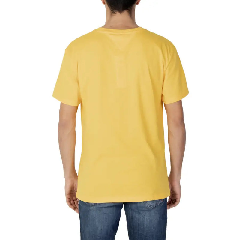 Tommy Hilfiger men’s yellow cotton t-shirt with short sleeves and a classic crew neck