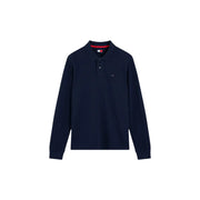 Tommy Hilfiger Chemise homme en coton biologique bleu marine avec intérieur de col rouge et logo brodé sur le devant