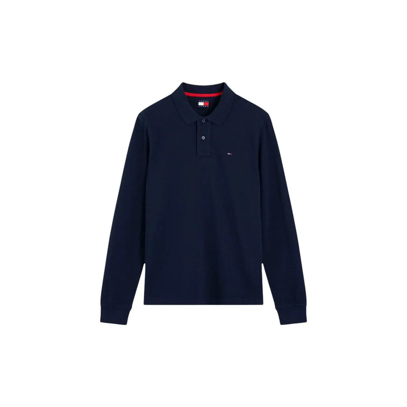 Tommy Hilfiger Chemise homme en coton biologique bleu marine avec intérieur de col rouge et logo brodé sur le devant