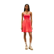 Tommy Hilfiger red organic cotton sleeveless dress with fitted bodice flared skirt and thin spaghetti straps
