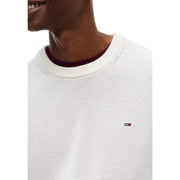 Tommy Hilfiger Pull slim pour homme en maille blanche avec col intérieur bordeaux et logo brodé, vue de face