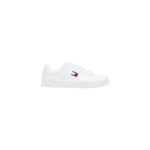White Tommy Hilfiger leather low-top sneakers with side logo patch