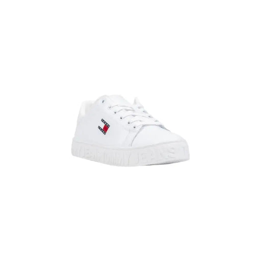 Tommy Hilfiger white leather low-top womens sneakers with flag logo