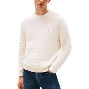 Tommy hilfiger cream crewneck sweater with ribbed cuffs and hem.