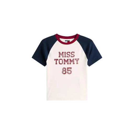 Tommy Hilfiger cream raglan t-shirt with Miss Tommy 85 print