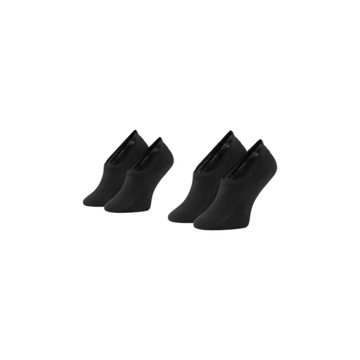 Tommy Hilfiger women black cotton ankle socks with subtle textured pattern on the inner lining
